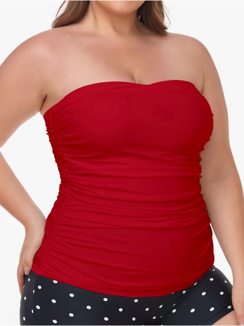 Ocean Blues Red Ruched Tankini Top, size L - Picture 5 of 9